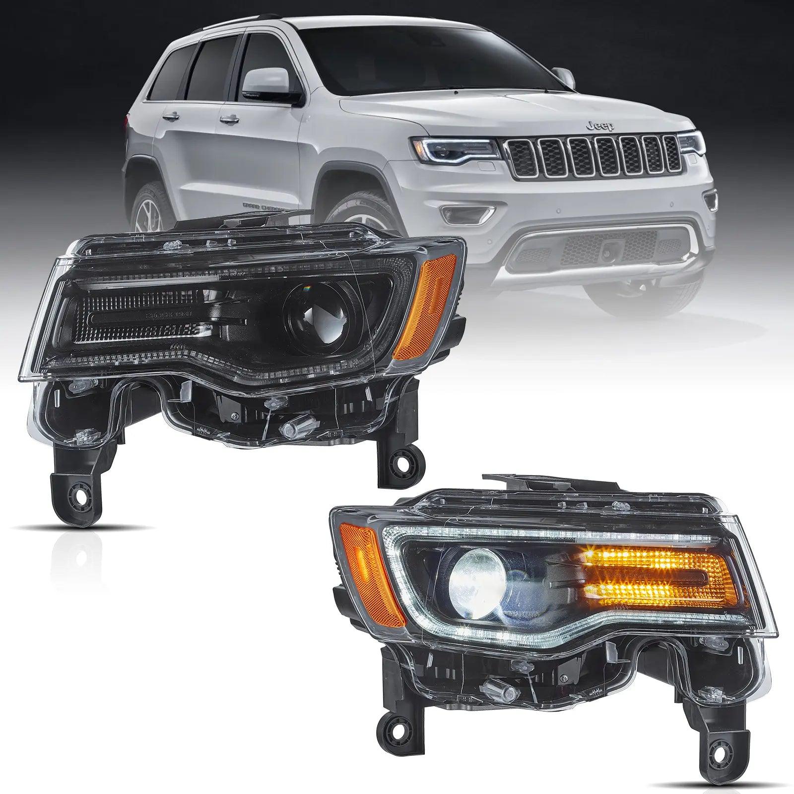 LED Headlight Assembly Full LED With Startup Animation/ Blue DRL For 2014-2022 Grand Cherokee (WK2）