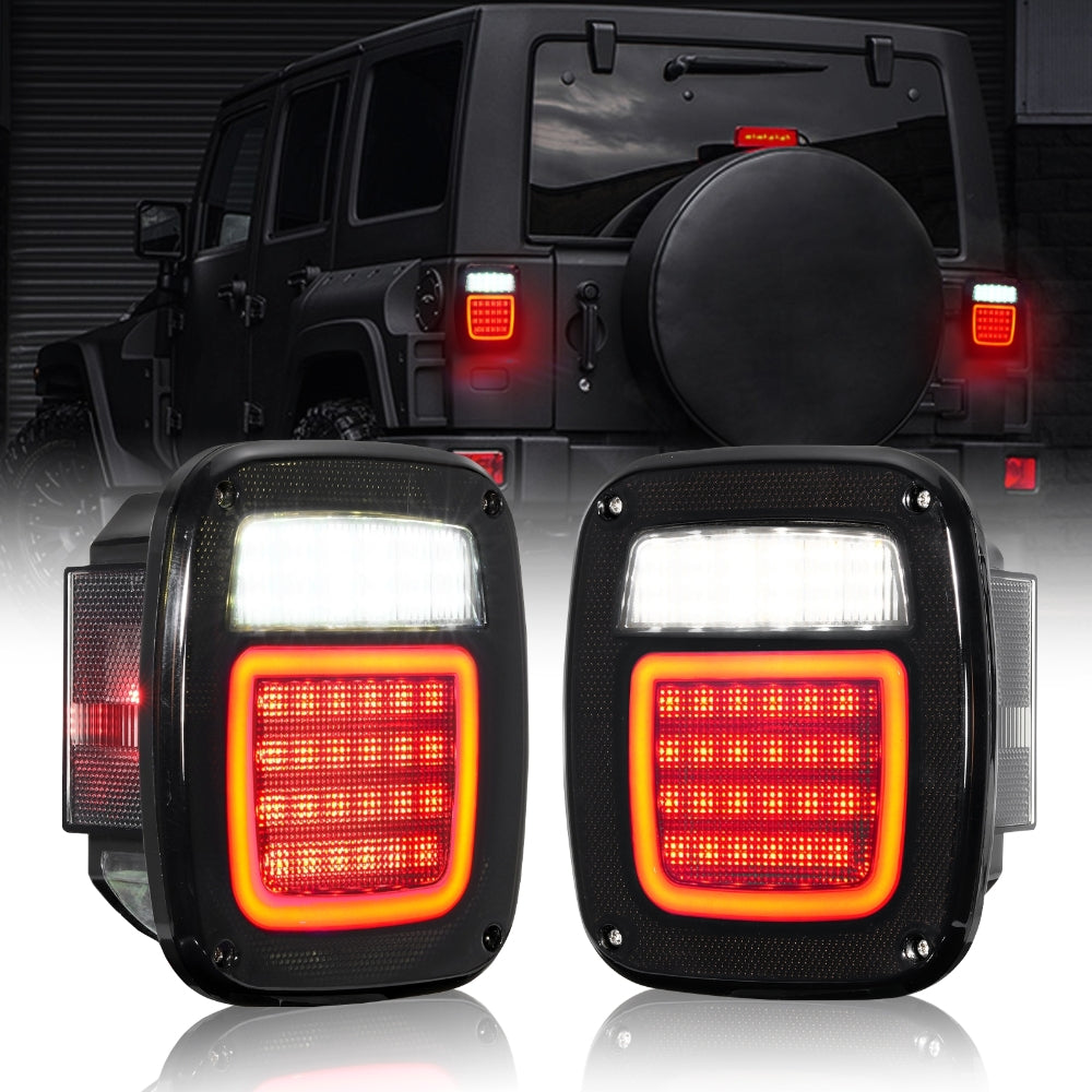 (2pcs/set) Universal Tail Lights 83LEDs for Wrangler YJ TJ CJ Truck Trailer Boat (Smoked)