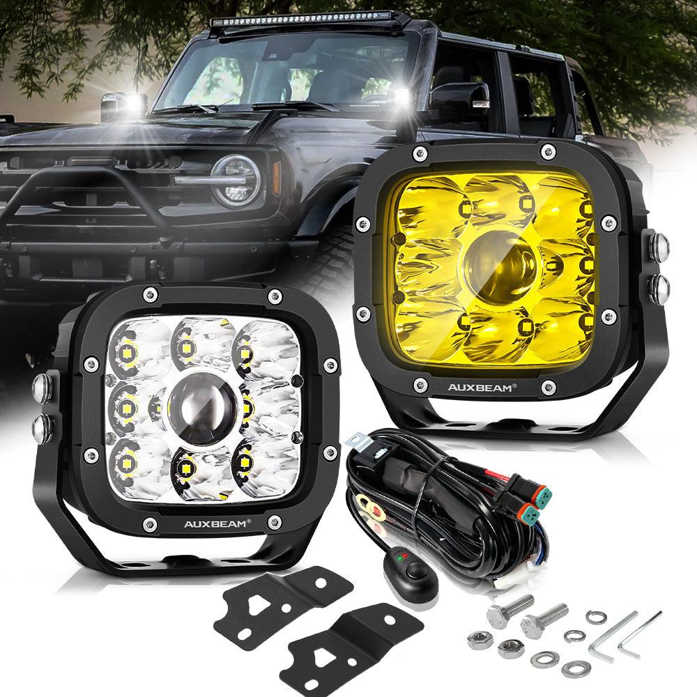 5 Inch 110W White/Amber LED Driving Lights Pods Light with A-Pillar Mounting Bracket For Bronco 2/4 Door 2021 2022