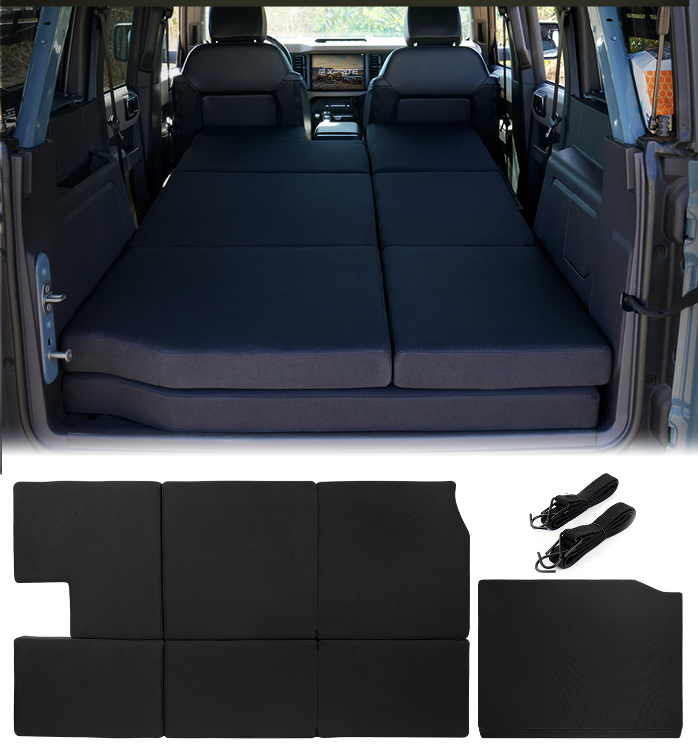 1.6-Inch Thick Premium Foam Bed Pad & Leveling Pad for 2021-2024+ Ford Bronco 4 Door