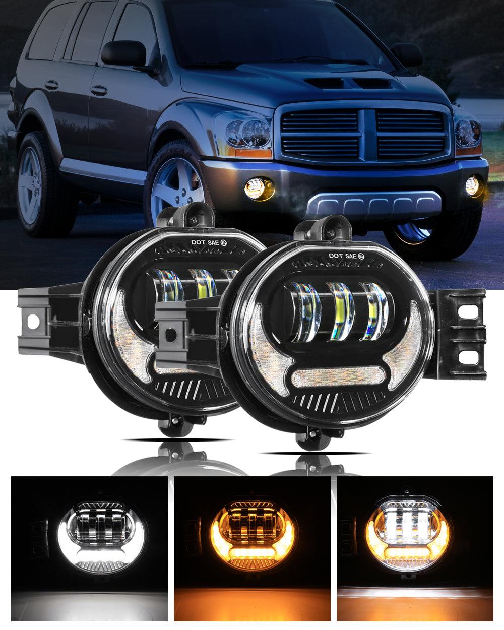 (2pcs/set) LED Fog Light Assembly w/ DRL+ Turn Signal Light for 1500 2002-2008, 2500/3500 2003-2009(Black)