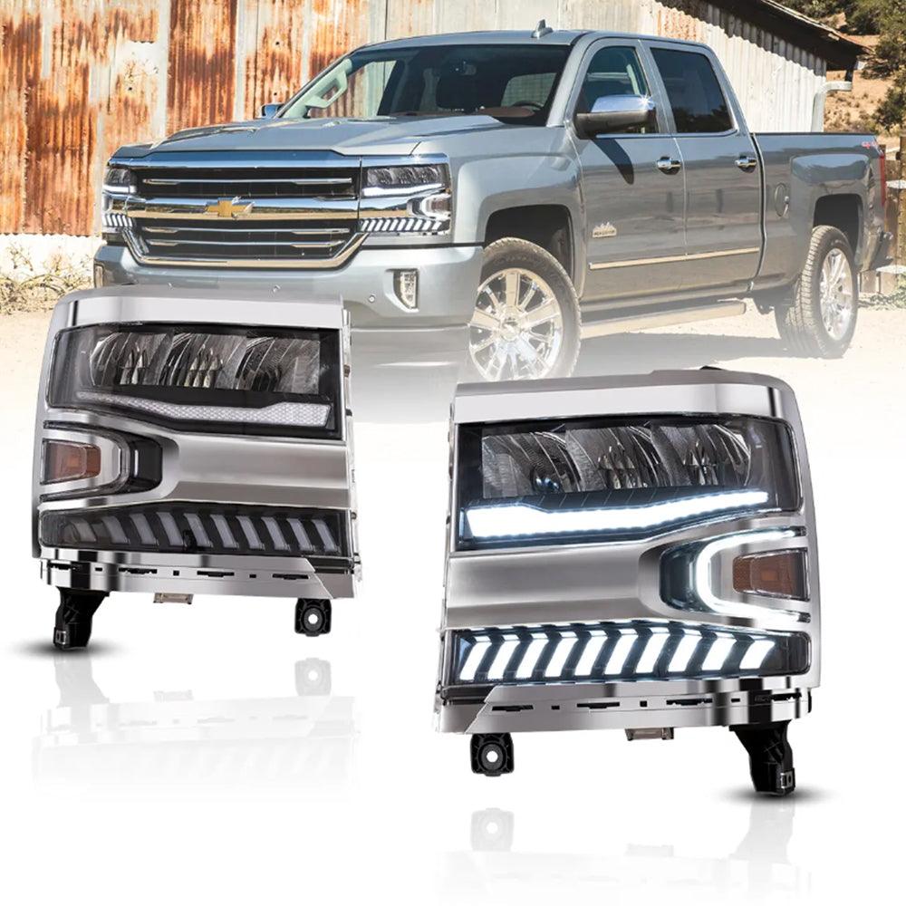 LED Headlight Assembly Reflection Bowl Chrome For 2016-2018 Silverado 1500 4th Gen Facelift