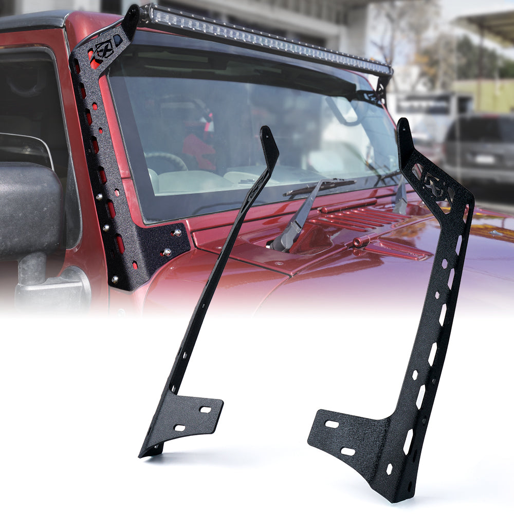 Xprite Mamba Series Front Windshield 50 Inch Light Bar Mounting Brackets w/ Lower bracket For 1997 - 2006 Jeep Wrangler TJ LJ