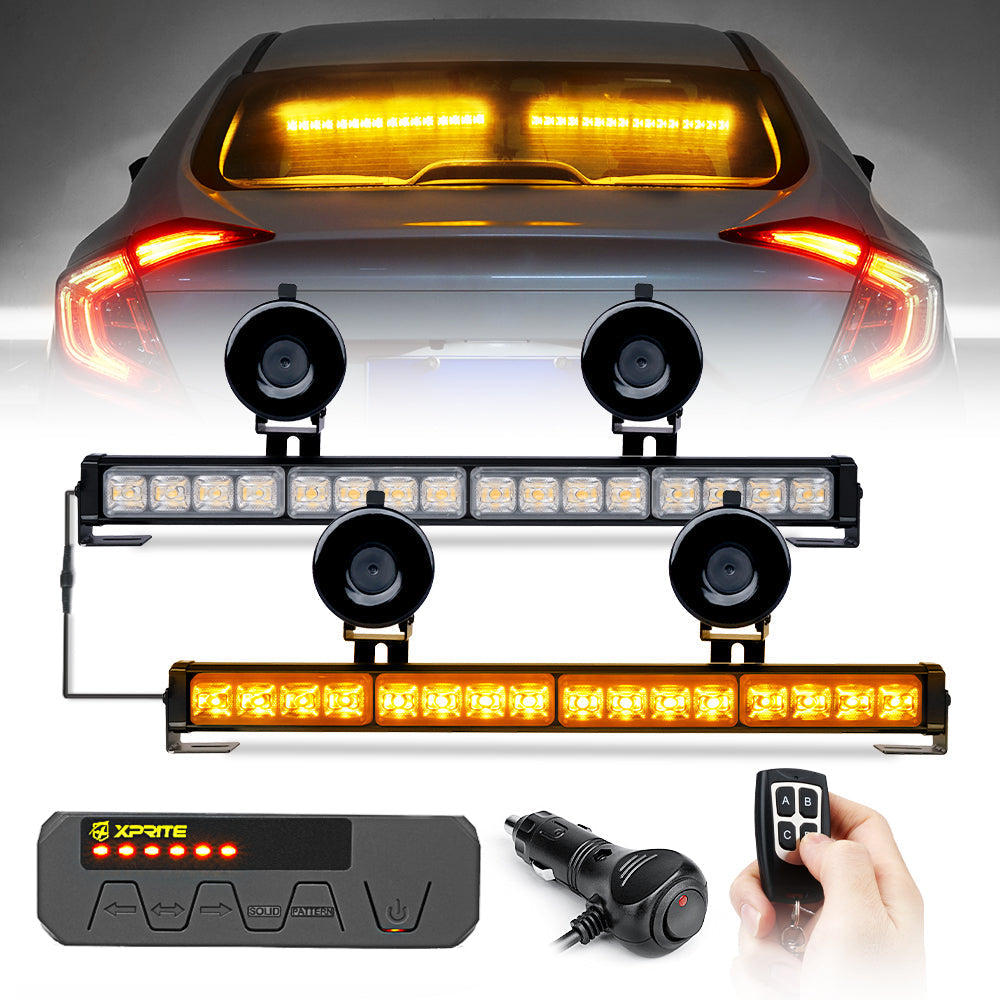35.5" LED Traffic Advisor Strobe Light Bar with Suction Cup Brackets G2