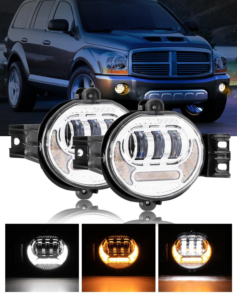 (2pcs/set) LED Fog Light Assembly w/ DRL+ Turn Signal Light for 1500 2002-2008, 2500/3500 2003-2009(Chrome)