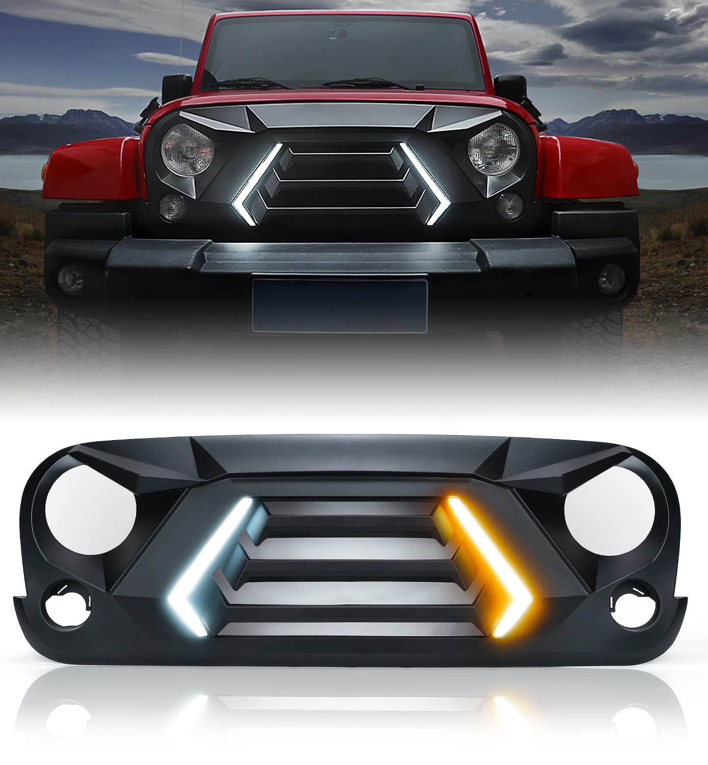 Xprite Angry Grille with Turn Signal Wrangler JK | Vader Series