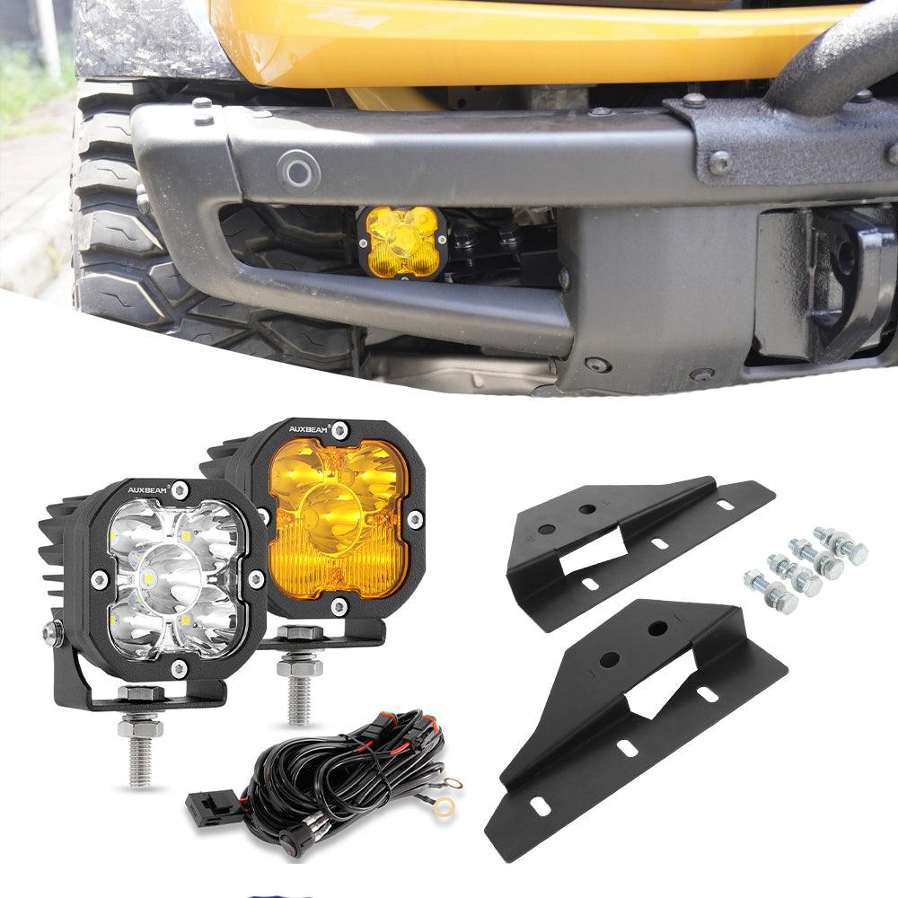 3 Inch 80W 9600LM LED Pods Lights White&Yellow with Front Bumper Fog Light Mount Brackets For Bronco 2021 2022