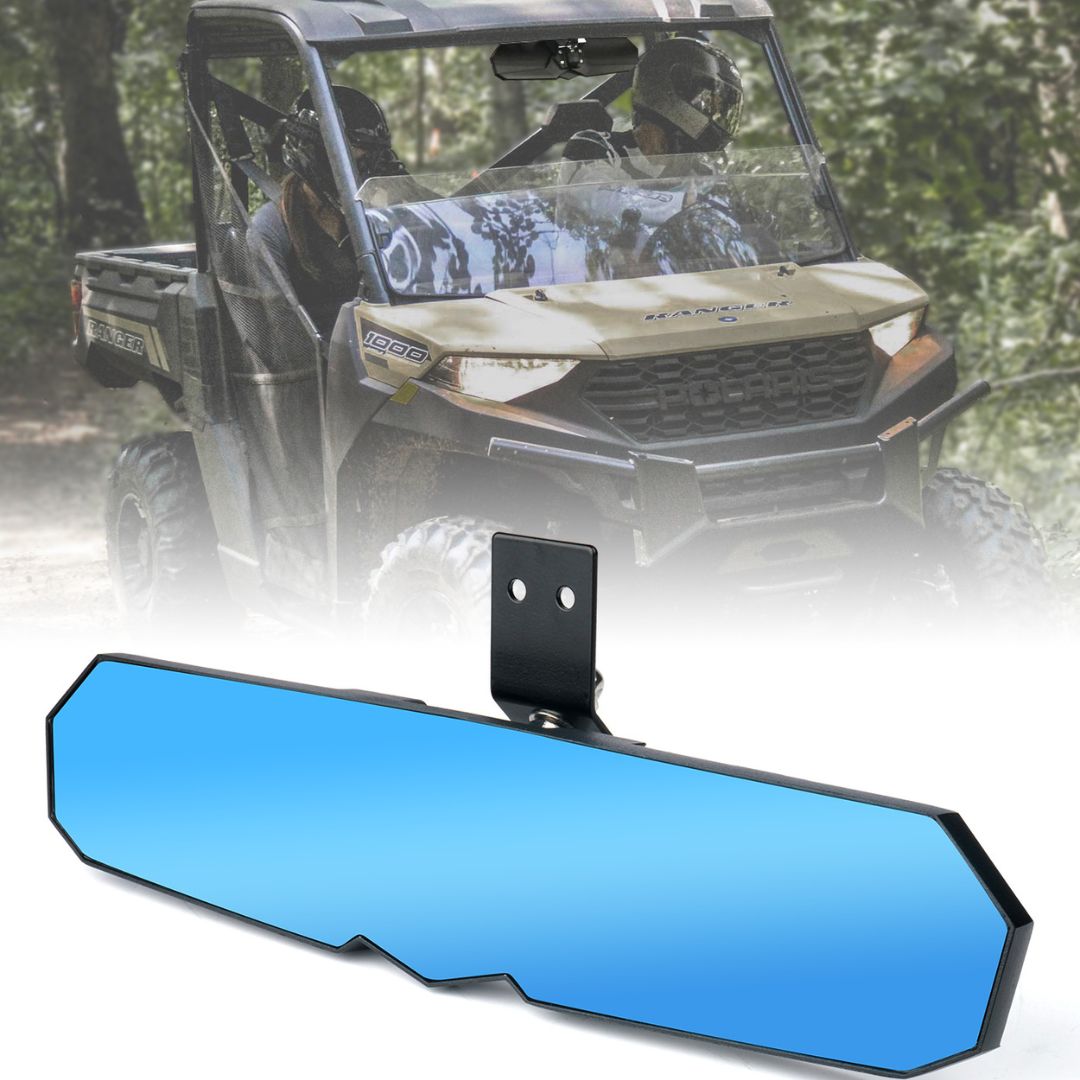 17.5" Convex Rear Wide View Tempered Glass Mirror 1.75" Rollbars