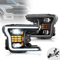 LED Headlight Assembly Dual Beam Projector Black For 2018-2020 F150 13th Gen