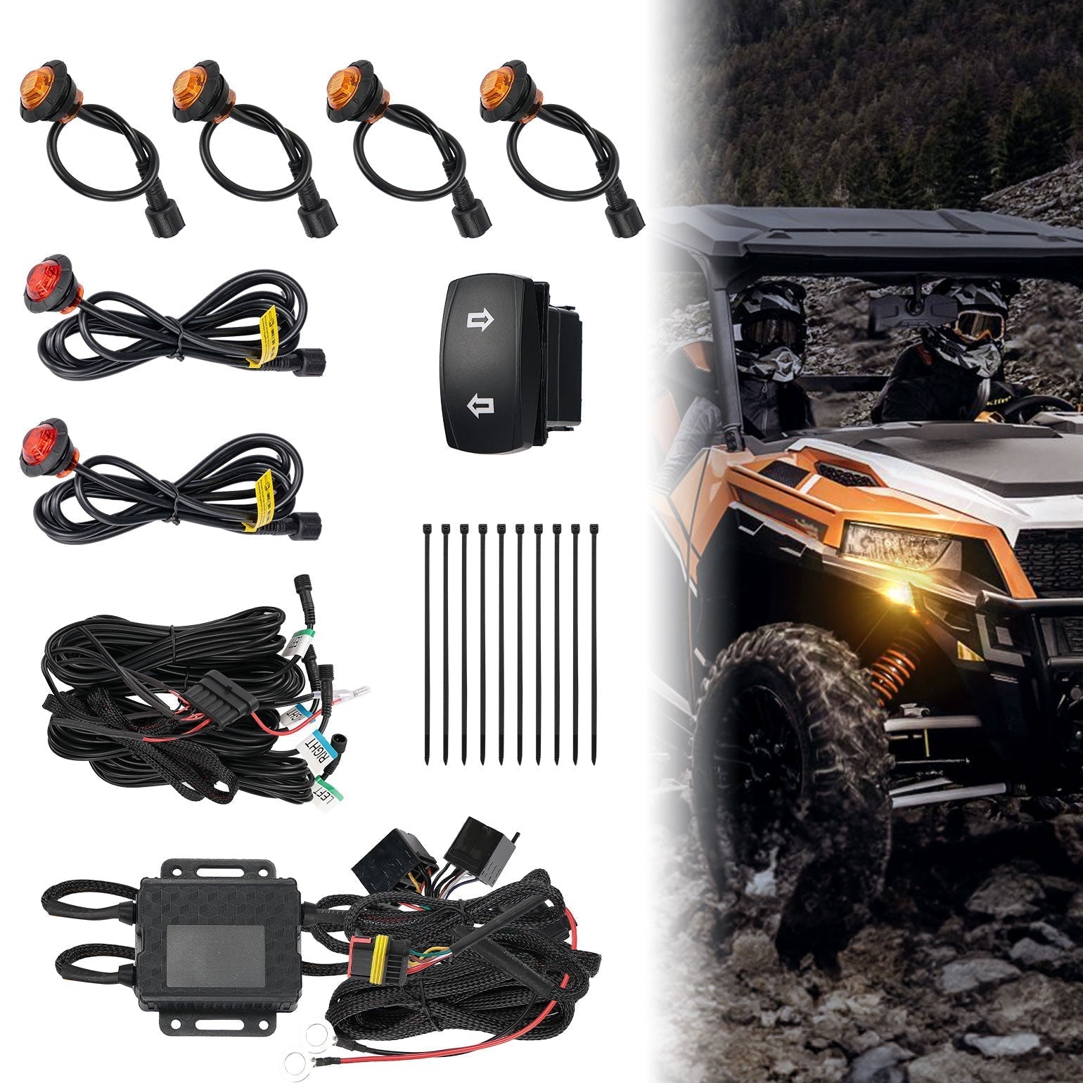 Kemimoto UTV Plug & Play Turn Signal Kit | Polaris | CFmoto | H