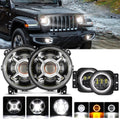 9'' ROUND 100W LED HEADLIGHTS WITH DRL & 4'' 30W LED FOG LIGHTS FOR 2018-2022 WRANGLER JL