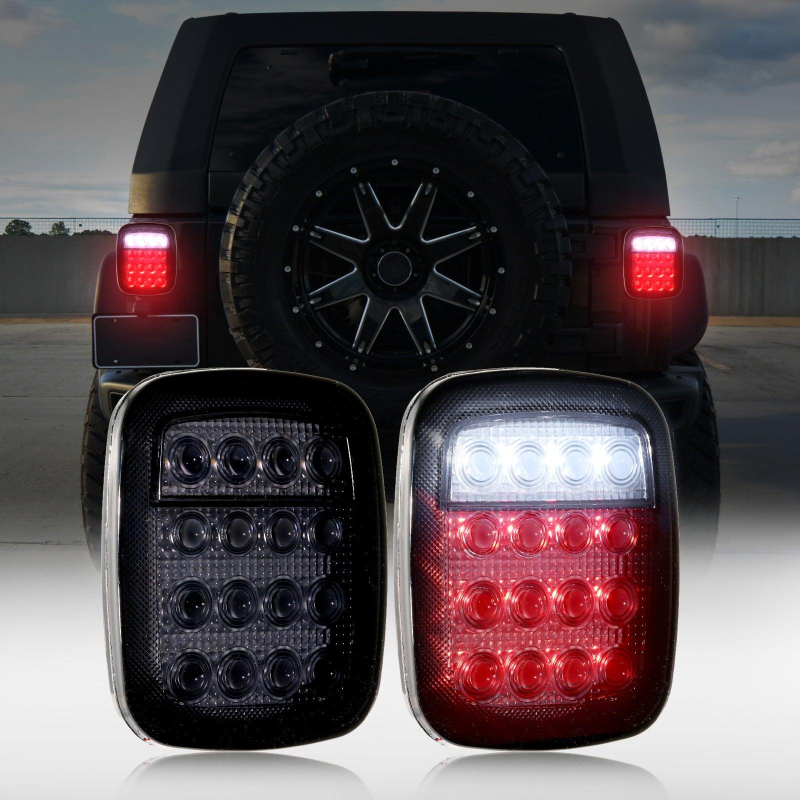 (2pcs/set) Universal Tail Lights 16LEDs for Wrangler YJ TJ CJ Truck Trailer Boat (Smoked)