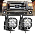3 Inch LED Pods Lights with Additional Amber Covers & Front Bumper Fog Lamp Mounting Bracket for 1999-2016 F250 F350 F450