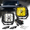 5 Inch 110W White/Amber LED Driving Lights Pods Light with A-Pillar Mounting Bracket For Bronco 2/4 Door 2021 2022
