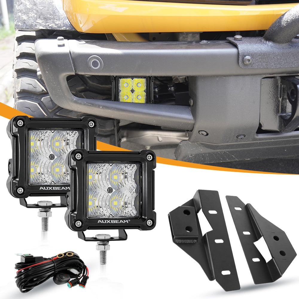 3 Inch 20W Flood LED Pods Light with Front Bumper Fog Light Mount Brackets For Bronco 2021 2022