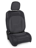 Front Seat Covers for Jeep Wrangler JL, 2 door; with Pocket Back (Pair) - Black with Red Stitching