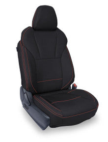 Front Seat Covers for 2018-2023 Subaru Crosstrek (Pair) - Black with Red Stitch