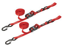1" x 15' Ratchet Tie Down w/ Snap 'S' Hooks and Soft Tie (2 Pack) - Black