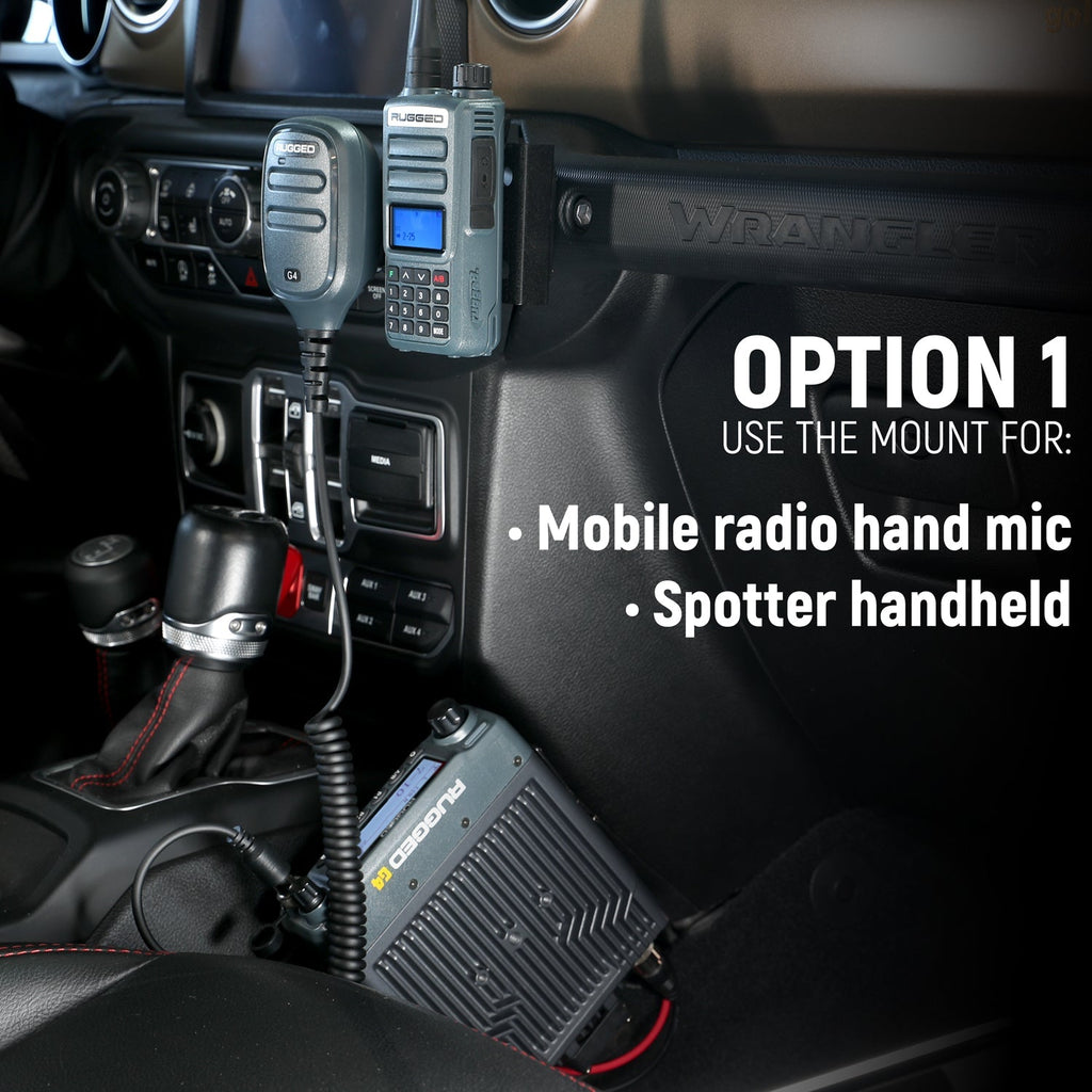 Handheld Radio Grab Bar Mount for Wrangler JK JKU JL and Gladiator JT - JK - Radio-Only Mount