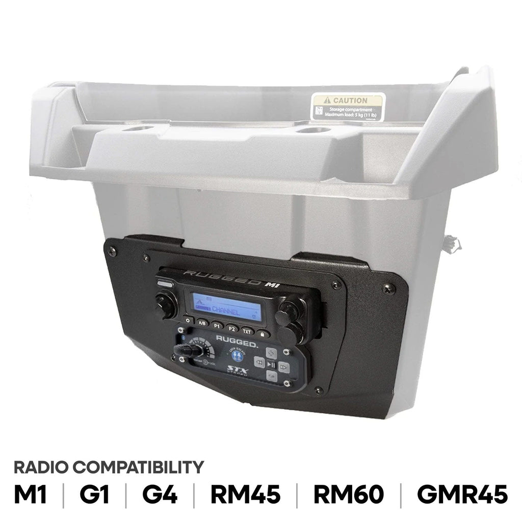 Commander and Maverick - Glove Box Multi-Mount Kit for Rugged UTV Radios and Intercoms - Rugged M1/G1/G4/RM45/RM60/GMR45 with Switch Holes