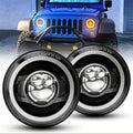 7 Inch LED Headlights Halo Amber Turn Signal Lights with DRL High/Low Beam Fit for Wrangler JK JKU TJ LJ Ford GMC