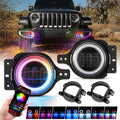 Upgraded 4 Inch LED Fog Lights with RGB Halo Ring & Turn Signal Light, Bluetooth Control for Wrangler JK/JL 2018-2024