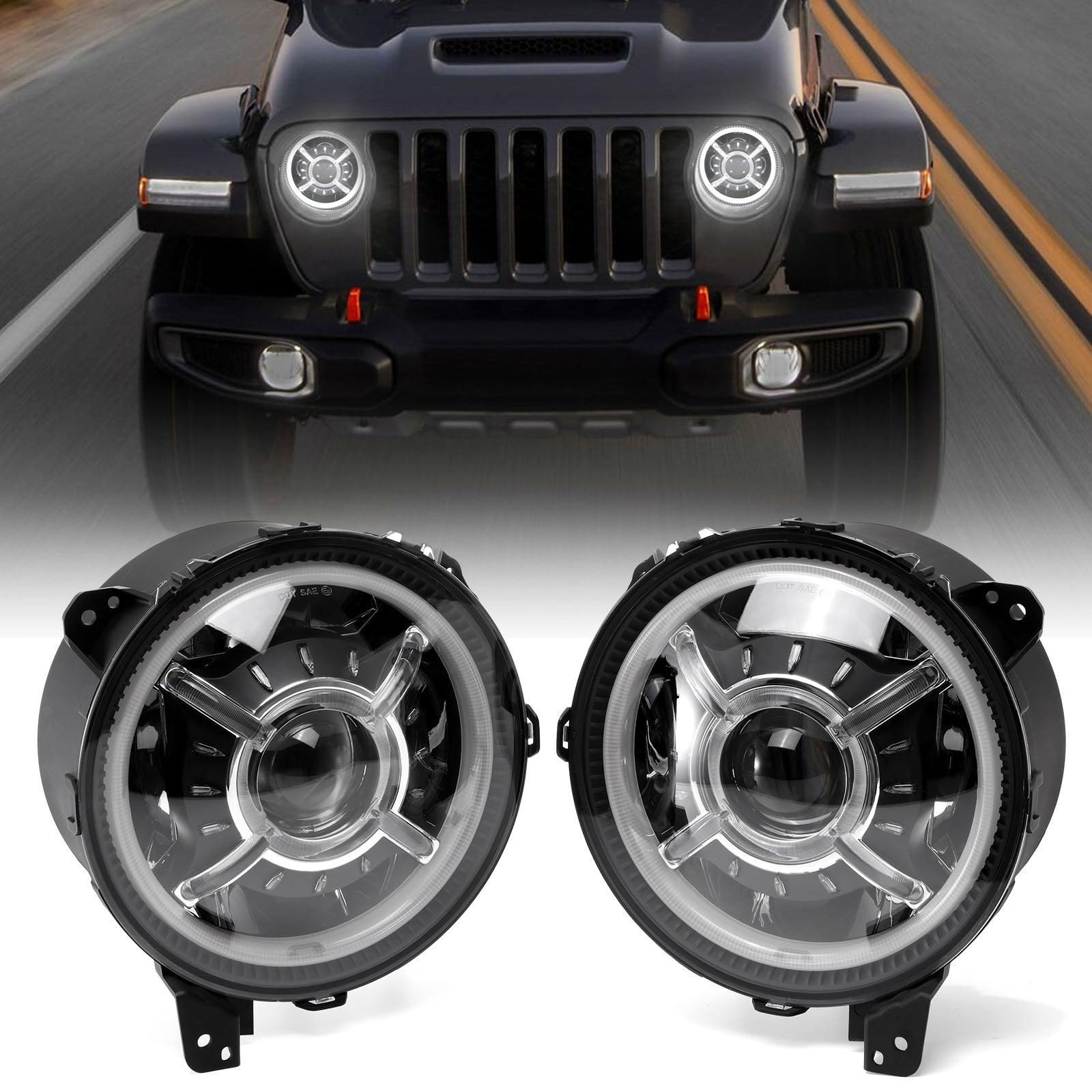 9 Inch 100W Dot Approved LED Headlights with Halo DRL&Turn Signal High/Low Beam for 2018-2023 Wrangler JL Sport Sahara Rubicon MOAB Gladiator JT