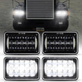 4x6 LED Headlights Rectangular Headlamps Hi/Lo Sealed Beam with DRL DOT Approved Replacement H4651 H4652 H4656 H4666 H6545 Compatible with Peterbil Kenworth Freightliner Trucks