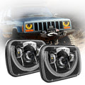 7x6 Inch Sealed Beam LED Headlights with Hi-Lo Beam & Amber Turn Signal White DRL for Cherokee XJ/Wrangler YJ/Comanche MJ
