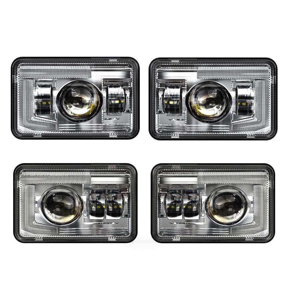 4x6 Inch DOT Sealed Beam LED Headlights with DRL For Peterbilt Kenworth Freightinger Ford