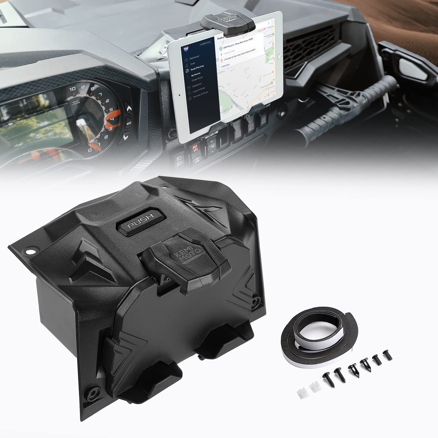 Kemimoto Tablet Holder With Storage Box Fit Polaris RZR XP 1000/ XP Tu
