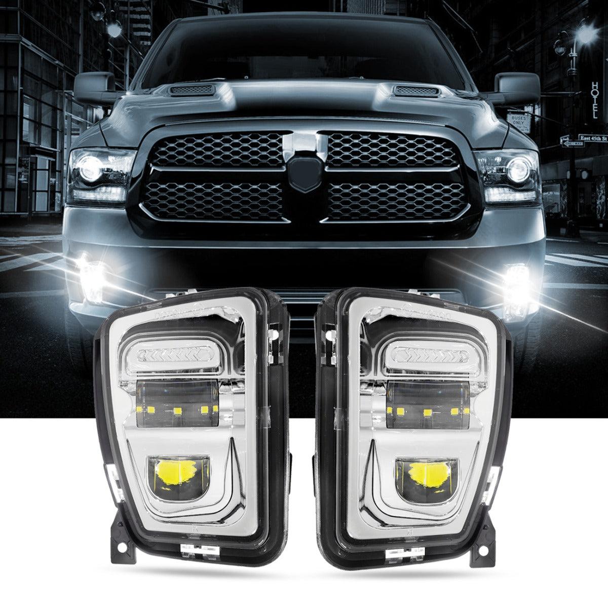 (2pcs/set) 36W LED Fog Lights for 1500 2013 2014 2015 2016 2017 2018 (Chrome)