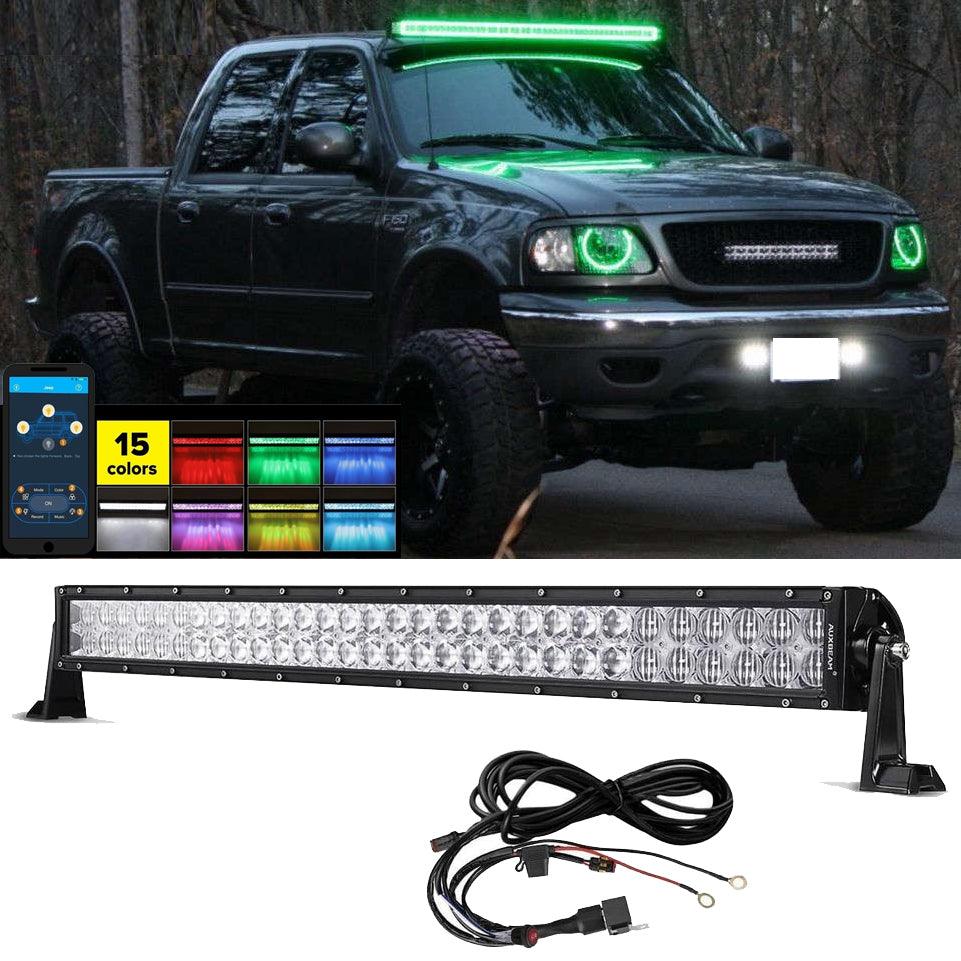 22"/32"/42" V-Series RGB Straight/Curved 5D lens Combo Beam Double Row LED Light Bar for 2002 F150