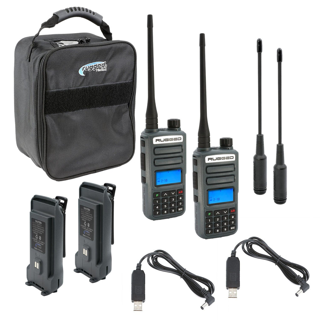 Adventure Pack - Rugged GMR2 PLUS - GMRS and FRS Two Way Handheld Radios with Accessories - Safety Yellow
